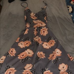 Gray & Pink floral high/low dress